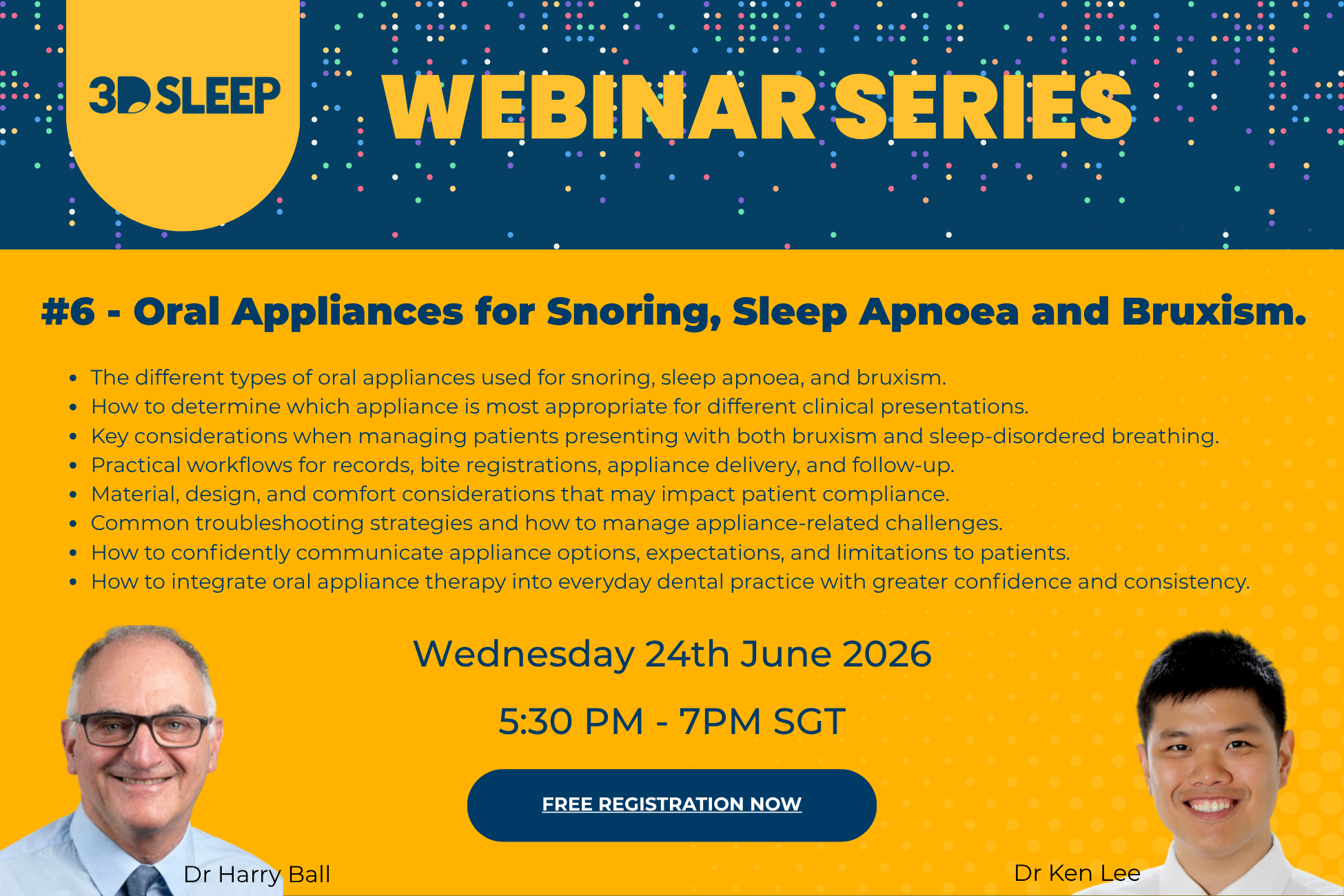 💤 3D Sleep Webinar Series – #6 – Oral Appliances for Snoring, Sleep Apnoea and Bruxism.